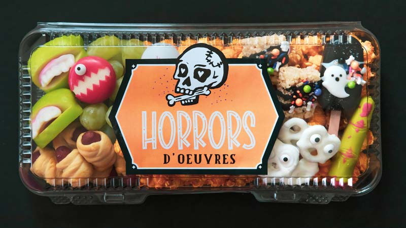 HORRORS D'oeuvres Boo Boxes | Halloween Party Food | Annual Pumpkin Carve as seen on AmysPartyIdeas.com