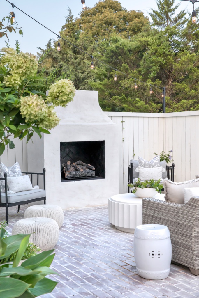 Outdoor Fireplace | Outdoor Oasis Patio Reveal | AmysPartyIdeas.com wtih Wayfair.com | #outdooroasis #ad